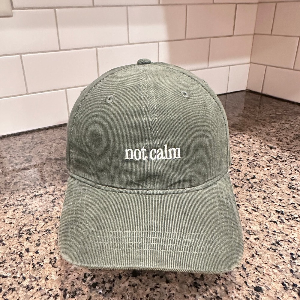 Not Calm Corduroy Port Authority Dad Cap Hat Strap Back Green